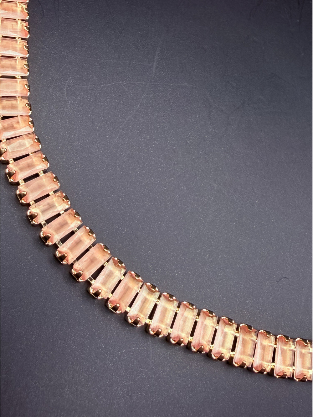 candy+clover pink baguette gold tone tennis bracelet